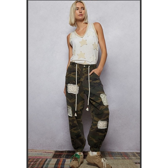 POL Pants - POL. 💚 Camouflage Cargo Patchwork Jogger Pants